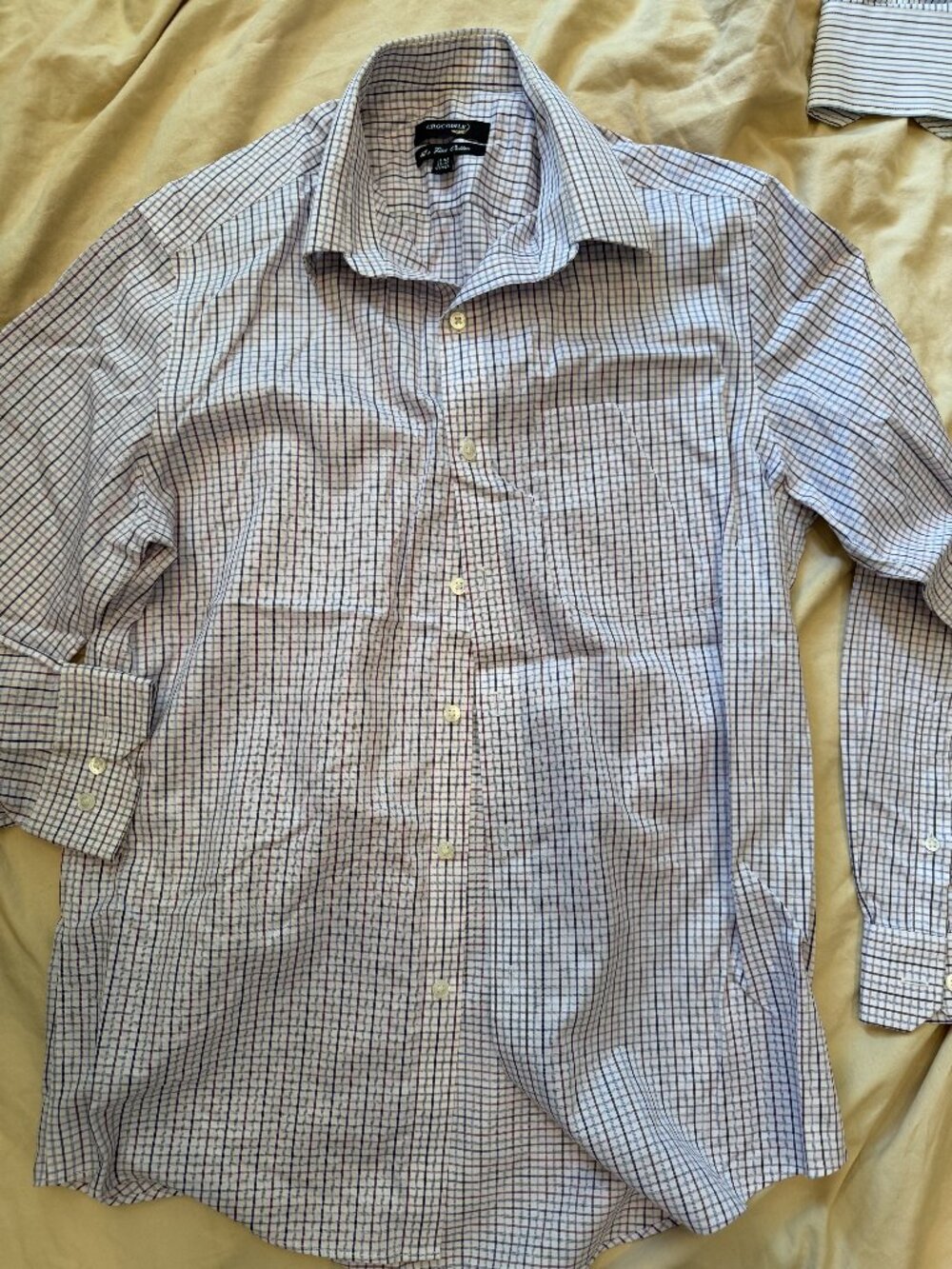 Crocodile Blue Tattersall Check Dress Shirt 15.5